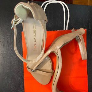 Pre-owned-IDENTITA Brand-Daisy Beige Leather High Heel Sandals-Made in Italy